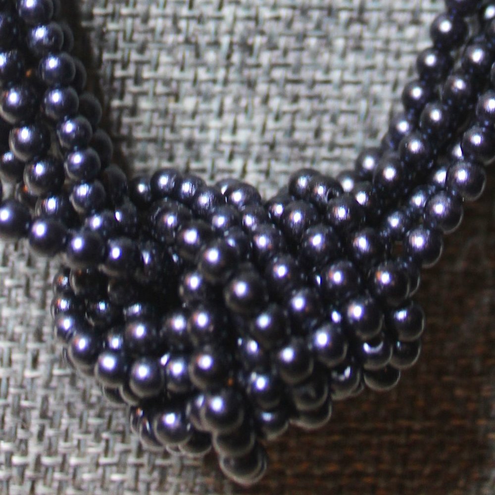 Vintage Real Black Pearl long necklace nice